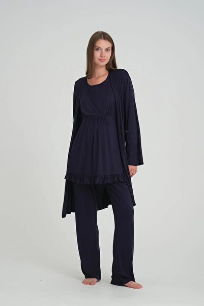 Lohusa Homewear مجموعة بيجامات صيفية باللون الأزرق الداكن للموسم الجديد، تصمي...