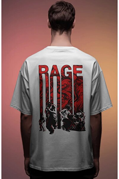 SEVBANO Tricou premium oversize unisex cu imprimeu Rage Against The Machine, ...