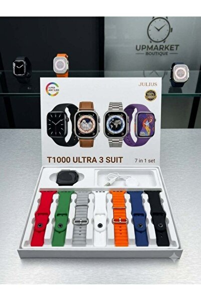 JULIUS T1000 Ultra 3 Smart Watch with Super AMOLED Display, 7-in-1 Set with I...