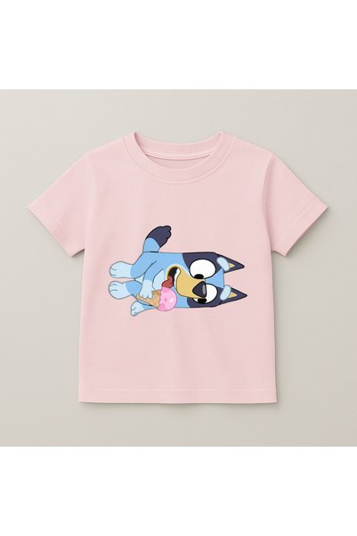 SVART WEAR Bluey Sleeping Printed Children's T-Shirt 100% Cotton Pink