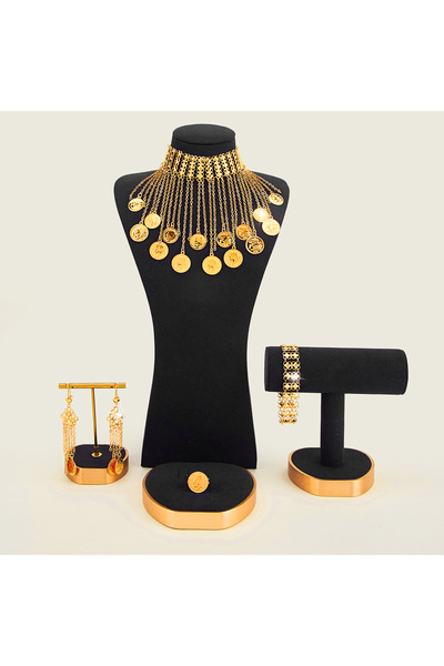 Generic Fashion Gold Plated for Weddings Jewelry with Necklace Earrings Brace...