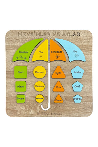 tollihy brinco Ahşap Montessori Mevsimler ve Aylar Eğitici-Öğretici Bultak Pu...