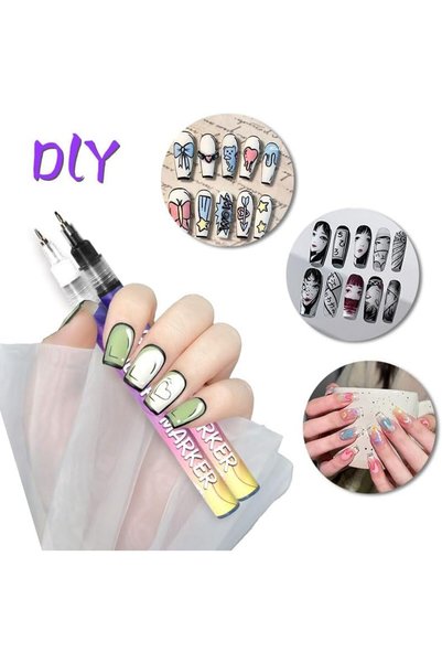 Hediye Vakti Professional Nail Art Pen Set of 12 - Acrylic Nail Painting and Pattern Pen Nail Polish Drawing Set