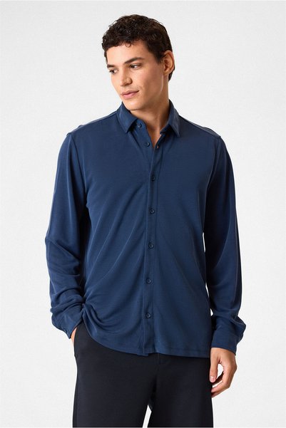 Back And Bond Navy Blue Men's Shirt Bgm2202500000