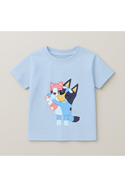 SVART WEAR Bluey Floral Printed Children's T-Shirt 100% Cotton Baby Blue