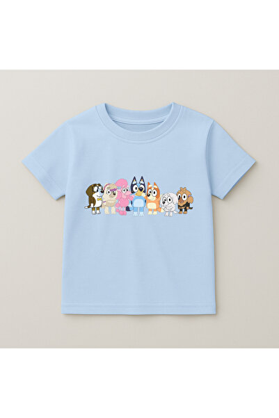 SVART WEAR Dječja majica sa printom Bluey Friends Group, 100% pamuk, bebi plava