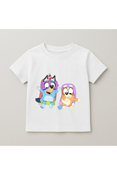 SVART WEAR Bluey Costume Party Printed Kids T-Shirt 100% Cotton White