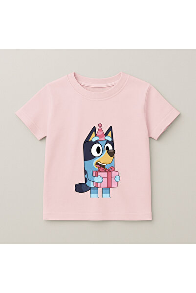 SVART WEAR Tricou pentru copii cu imprimeu Bluey Gift, 100% bumbac, roz