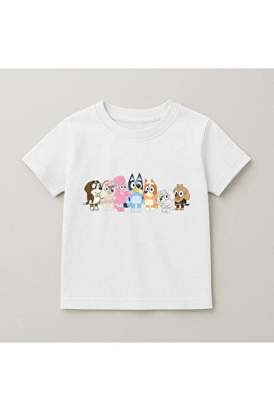 SVART WEAR Bluey Friend Group Printed Kids T-Shirt 100% Cotton White