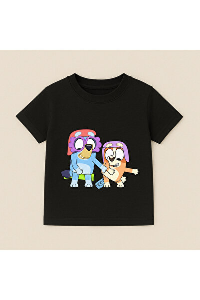 SVART WEAR Bluey Costumed Friends Printed Kids T-Shirt 100% Cotton Black