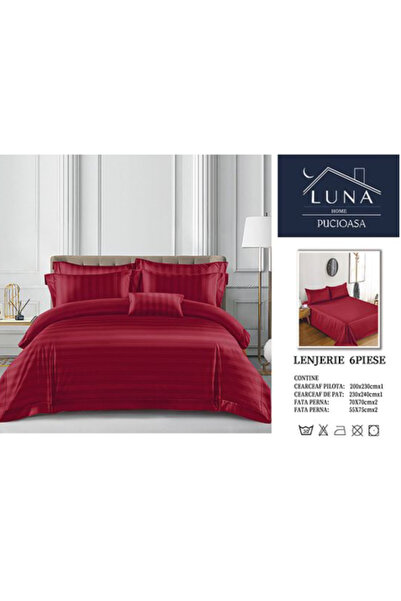 odjas Lenjerie de Pat Damasc LUNA HOME Pucioasa, 6 Piese, cu Elastic, Cearcea...