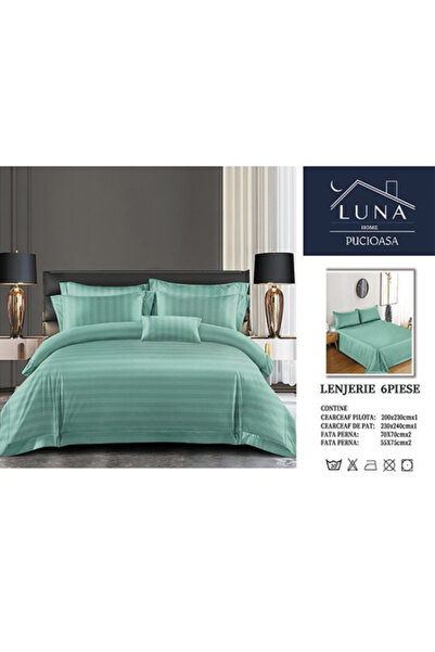 odjas Lenjerie de Pat Damasc LUNA HOME Pucioasa, 6 Piese, cu Elastic, Cearcea...