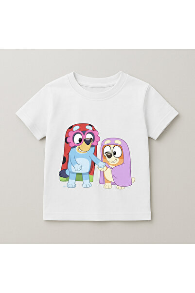 SVART WEAR Bluey Costume Printed Kids T-Shirt 100% Cotton White