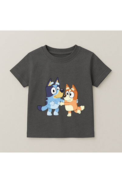 SVART WEAR Bluey and Bingo Hugging Printed Kids T-Shirt 100% Cotton Smoked