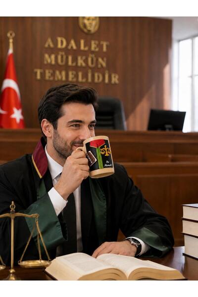 Avukat Temalı El Yapımı Kupa - Hukukçu Hediye Kupası - Kişiye Özel İsimli