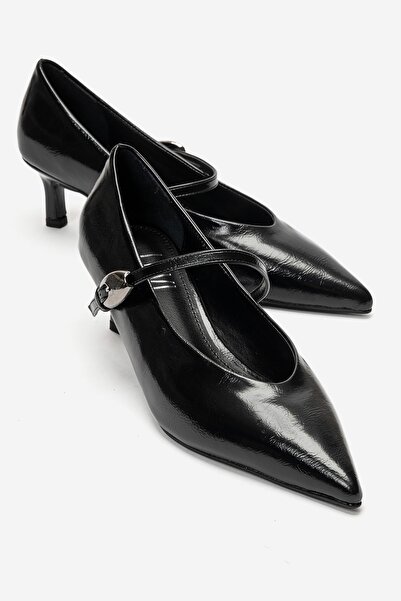 LuviShoes Cres Black Skin Women's Low Heel Shoes