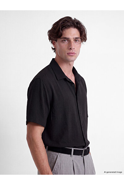 LC Waikiki Lcw Vision Black Regular Fit Dobby Men's Shirt