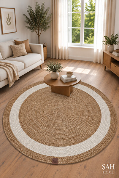 ŞAH HOME Yuvarlak Leke Tutmaz Dokuma Modern Dekoratif Salon Mutfak Kilimi 100...
