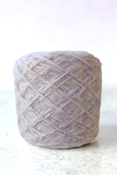 Ece Örgü Tasarım Atölyesi Ecru - Lilac Mix Twisted, Low-Pile Winter Design Knitting Yarn Set (Total 200 Gr.)