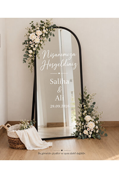 Düğün Nişan Söz Kına Doğum Günü Kişiselleştirebilir Ayna Yazısı Beyaz Sticker 45 cm