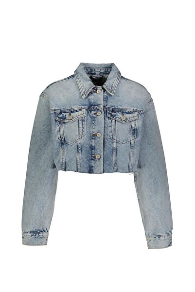 Tommy Jeans Tommy Hilfiger Kadın İkonik Şeritli Kısa Jean Mavi Ceket DW0DW210...