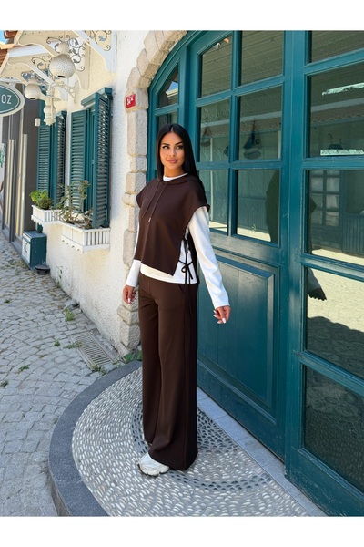 BELISTIL Women's 3-Piece Set with Hooded Top and Tie-Details on the Sides and...