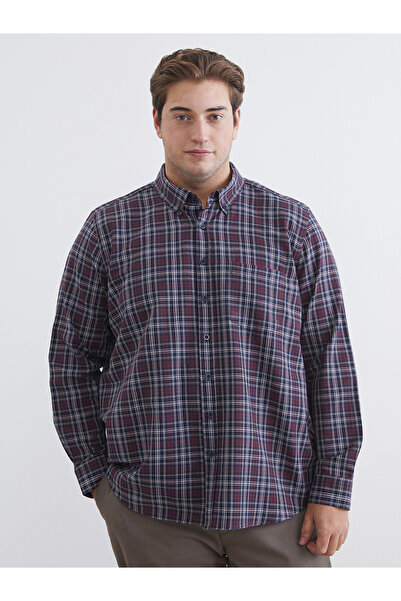 LC Waikiki Lcwaikiki Classic Claret Red Large Size Regular Fit Long Sleeve Pl...