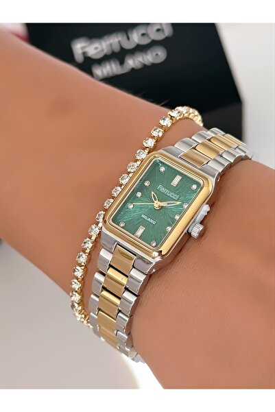 Ferrucci Steel Strap Rectangular Case 2 Year Warranty 3 Atm Waterproof Women'...