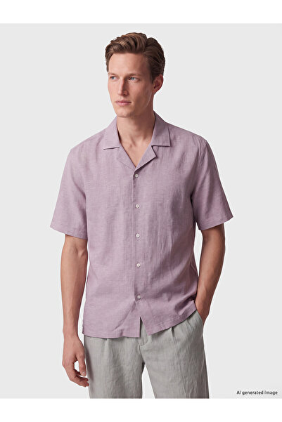 LC Waikiki Southblue Purple Loose Fit Linen Blend Men's Shirt