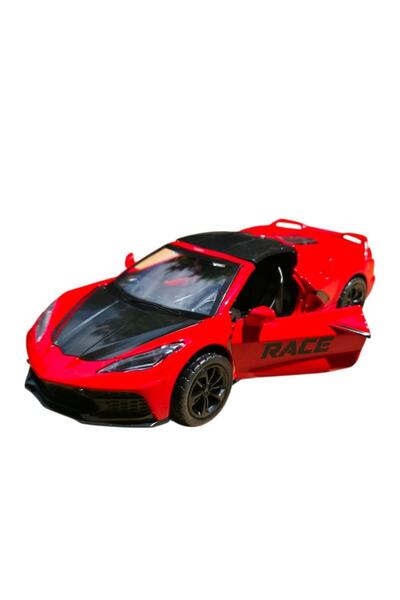 LEIBOO Metal Toy Supercar, Chevrolet Corvette C8 style, 1:28 scale, functiona...