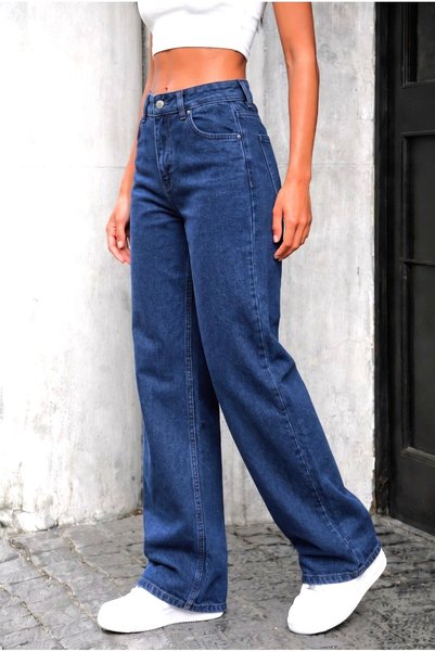 BROSERER Lara Women's Lycra Women's Dark Blue Super High Waist Jean Pants