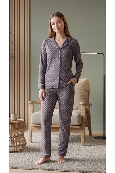 Owersleep Lyc Front Buttoned Purple 3490