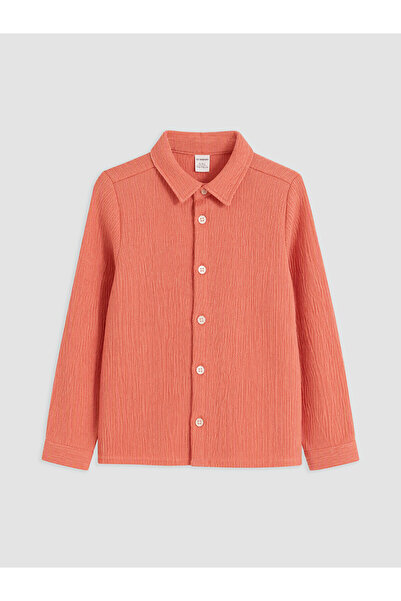 LC Waikiki Orange Textured Boys' Shirt