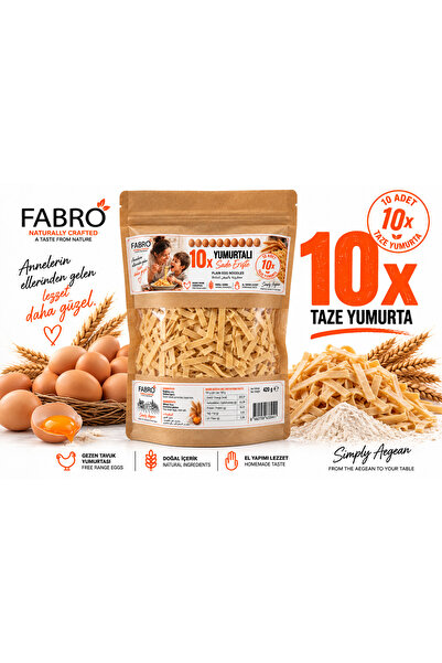 FABRO 10x Yumurtalı Sade Erişte 420 g – Gezen Tavuk Yumurtalı