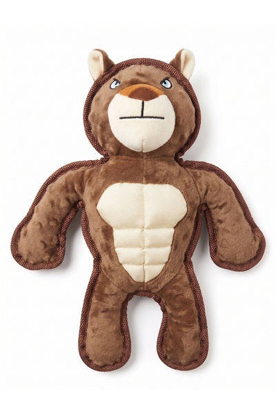 Tasma Market Sesli Bear Plush Dog Toy - Ribbed Edge (Brown) (35 cm)