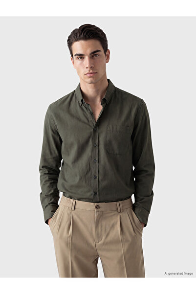LC Waikiki Lcwaikiki Classic Khaki Regular Fit Gabardine Men's Shirt