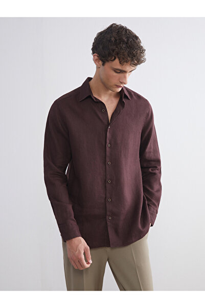 LC Waikiki Nevavm with Difference Southblue Brown Linen Plain Standard & Regu...