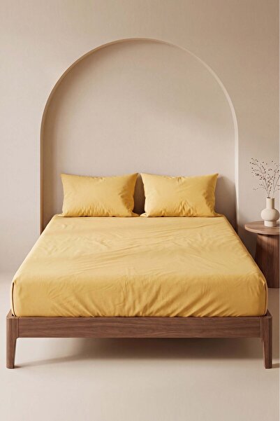 Rivaİstanbul Yellow Double Flat Sheet Set 160X200 cm - 3 Pieces