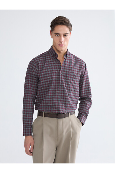 LC Waikiki Lcwaikiki classic brown regular fit long sleeve plaid gabardine me...