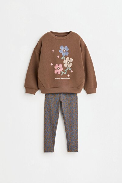 LEFTIES Sweatshirt ve fitilli tayt takım