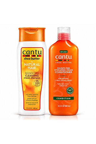 Cantu شامبو منظف وبلسم مرطب بزبدة الشيا للشعر العادي - 400 مل × 2