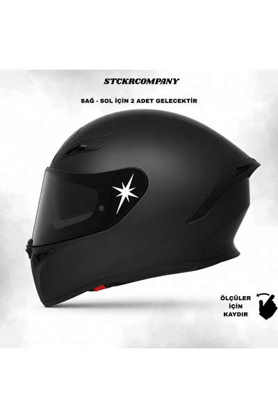 STCKRCO Vizör Yanı Minimal Yıldız Sticker - Sağ Sol 1 Çift - Kask Stickerı - ...
