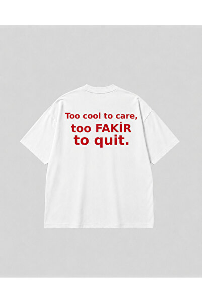 SVART WEAR Fakir Written Back Printed Oversize White Unisex Cotton T-Shirt