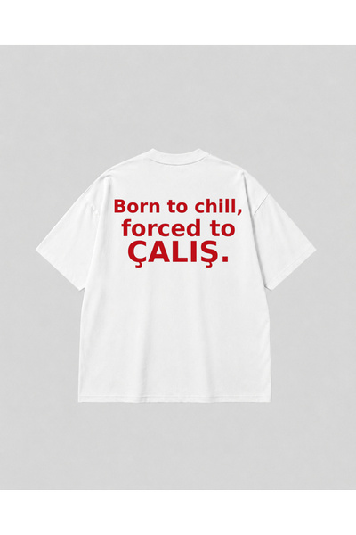 SVART WEAR Oversize White Unisex Cotton T-Shirt with Work Text Printed on the...