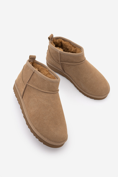 Marjin Cizme casual căptușite cu blană pentru femei, din piele intoarsa camel...