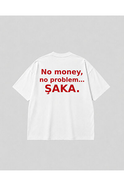 SVART WEAR Tricou unisex din bumbac alb, supradimensionat, cu imprimeu pe spa...