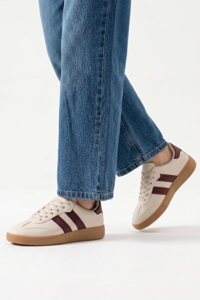 Rays Pantofi casual cu dungi 958 Crem-Roșu Claret