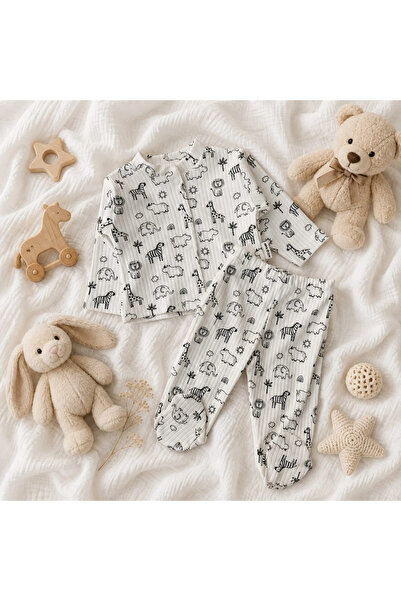 BEBELON Zebra printed front snap clothes set for baby