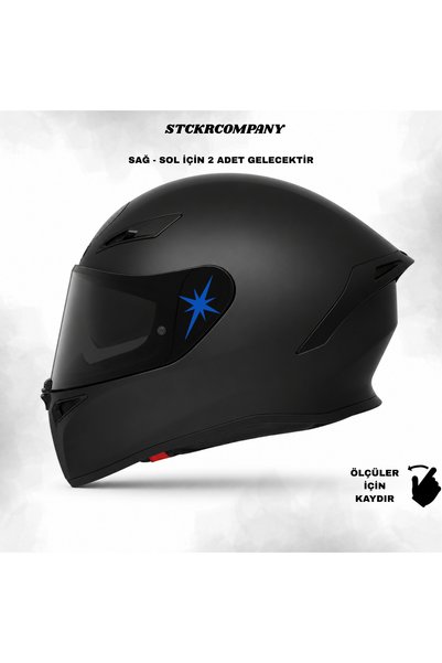 STCKRCO Vizör Yanı Minimal Yıldız Sticker - Sağ Sol 1 Çift - Kask Stickerı - ...
