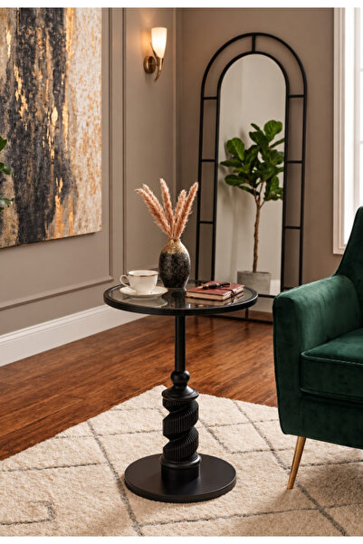 Royal Home Luxury Decorative Black Round Mirrored Side Table